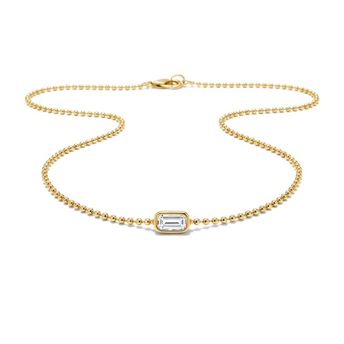 "Beedz n Bezel" Emerald Cut Lab Grown Necklace
