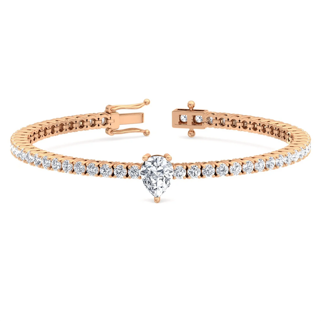 10 Carats Lab Pear Shspe Center Tennis Bracelet