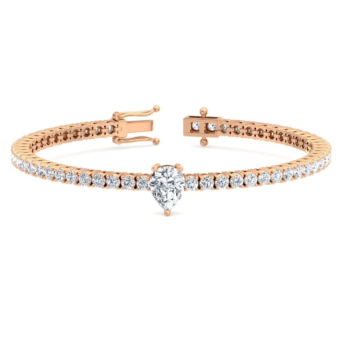 10 Carats Lab Pear Shspe Center Tennis Bracelet
