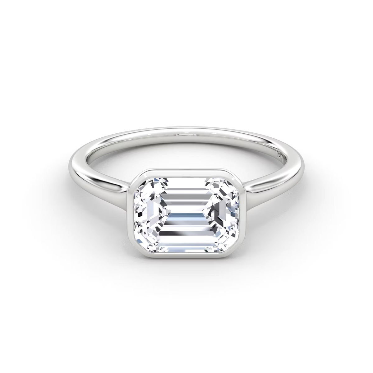 3 Carats Emerald Cut Bezel Diamond Ring