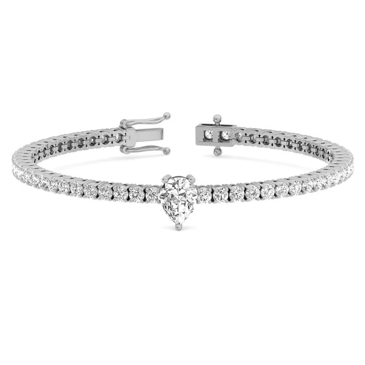 10 Carats Lab Pear Shspe Center Tennis Bracelet