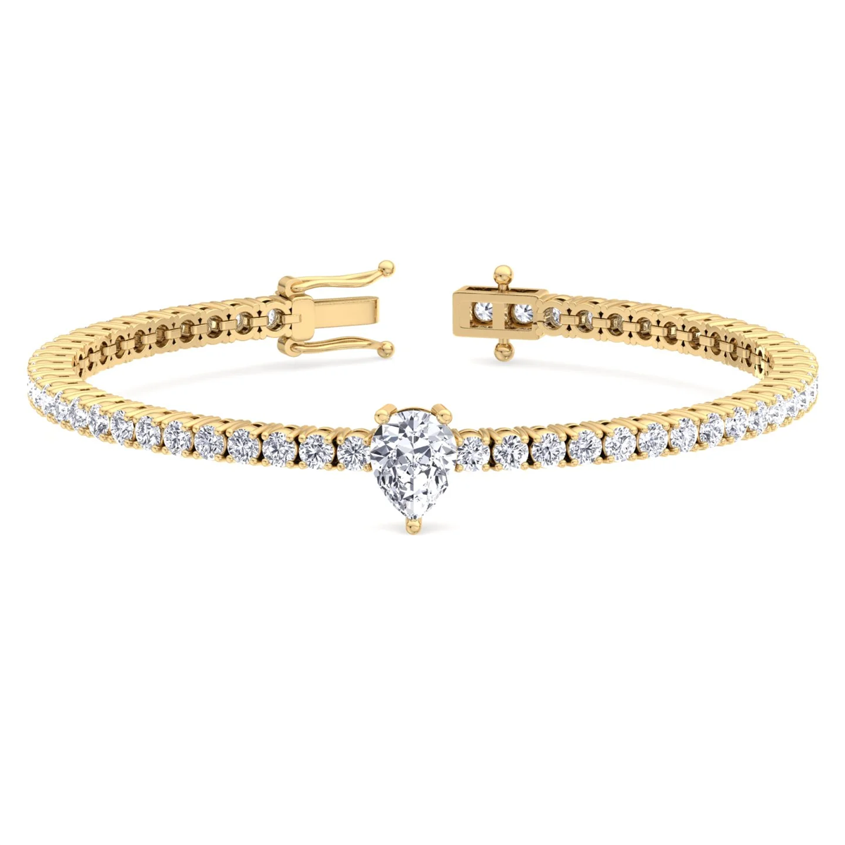 10 Carats Lab Pear Shspe Center Tennis Bracelet