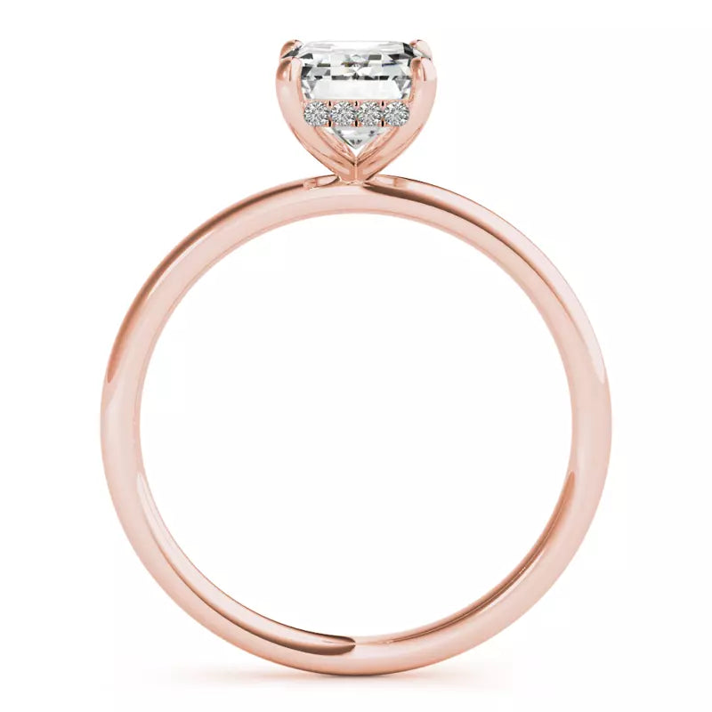 Hidden Halo Emerald Cut Lab Grown Engagement Ring