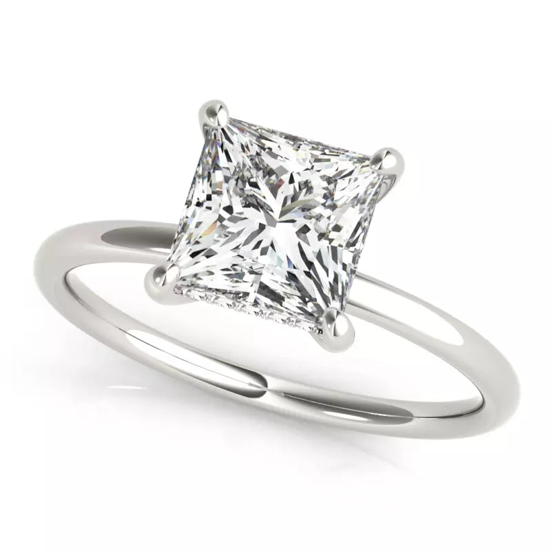 Hidden Halo Princess Cut Lab Grown Engagement Ring