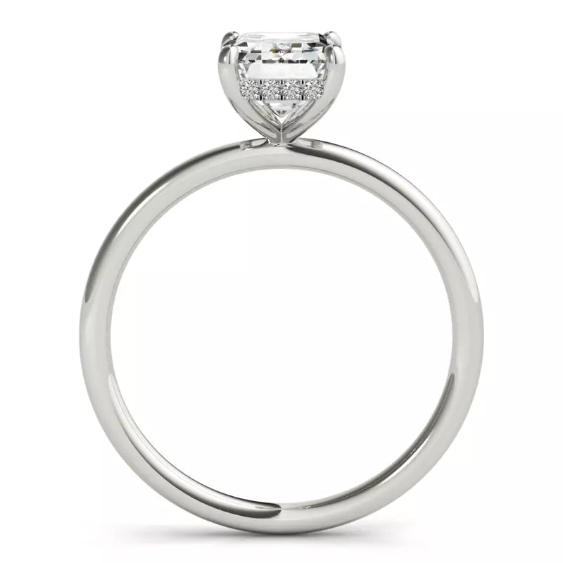 Hidden Halo Emerald Cut Lab Grown Engagement Ring