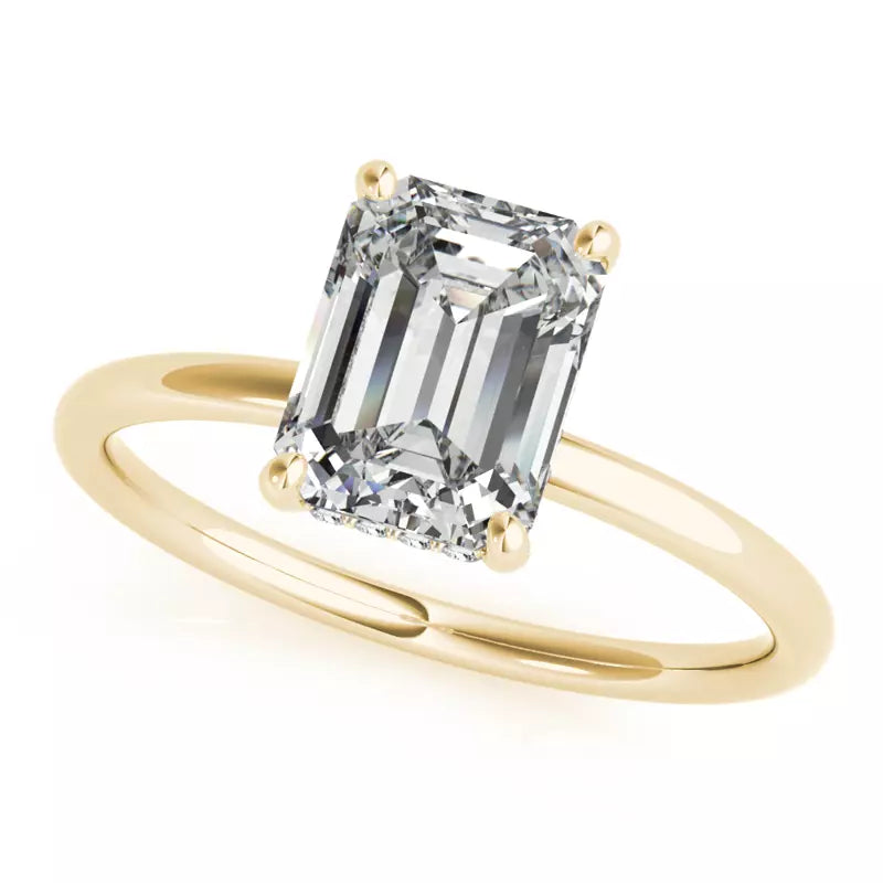 Hidden Halo Emerald Cut Lab Grown Engagement Ring
