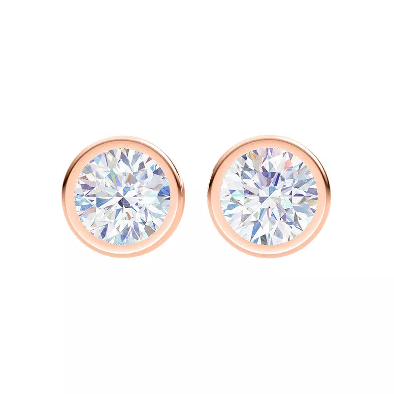 2cts Lab Grown Round Classic Bezel Earrings