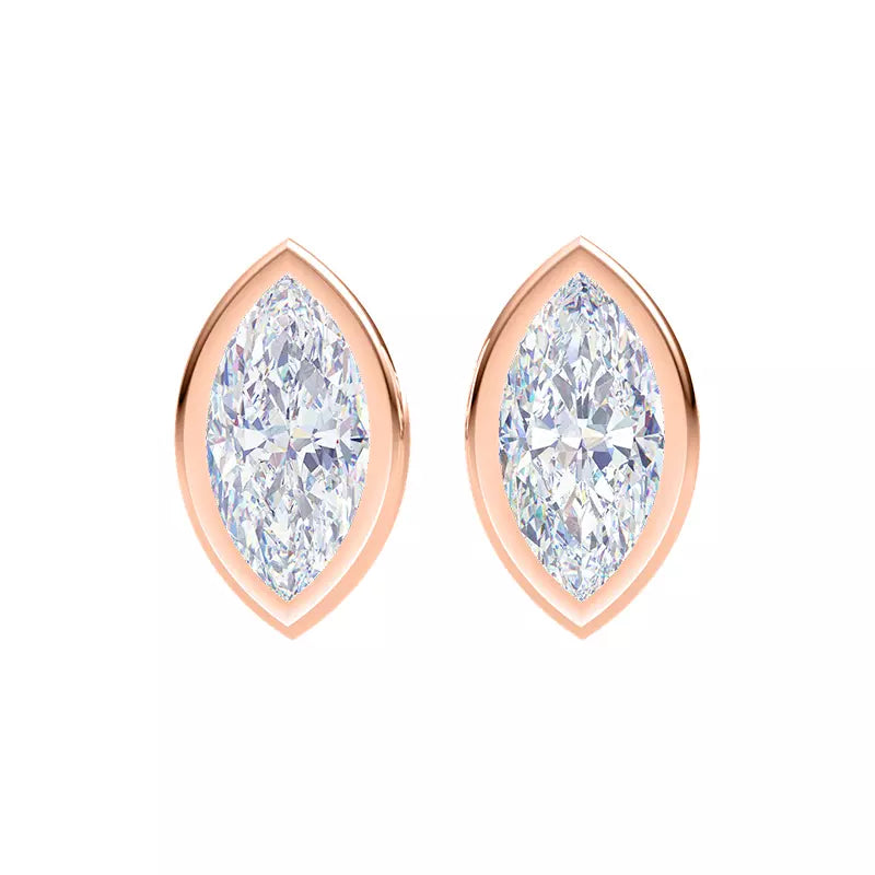 2cts Lab Grown Marquise Bezel Earrings