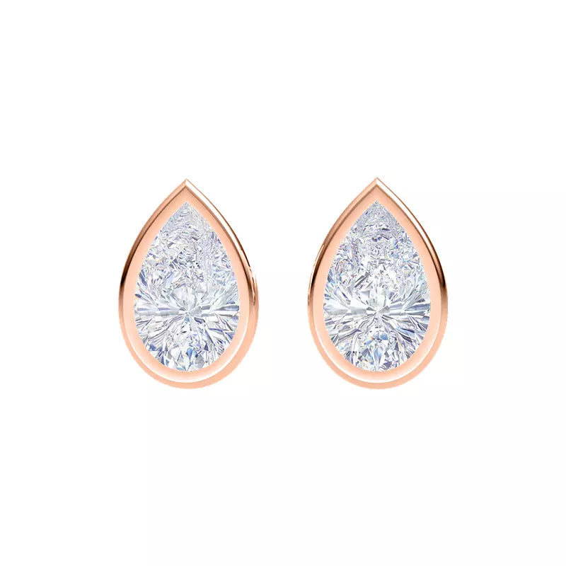 2cts Lab Grown Pear Shape Bezel Earrings