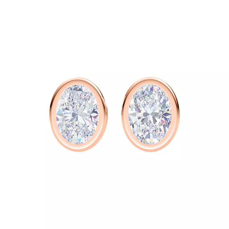 2cts Lab Grown Oval Bezel Earrings