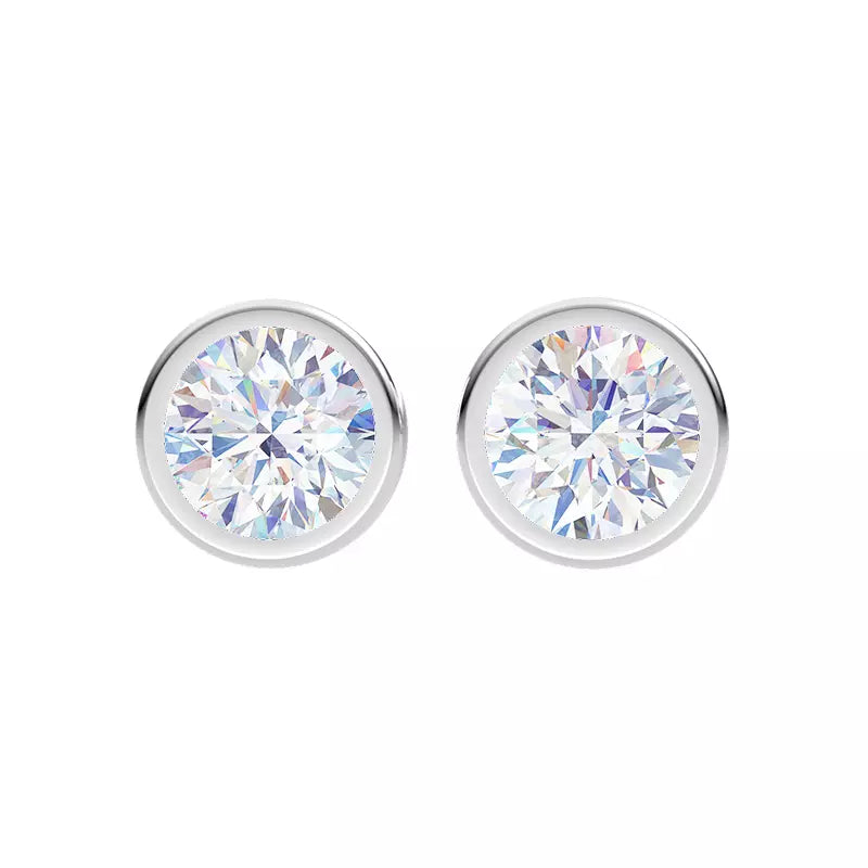 2cts Lab Grown Round Classic Bezel Earrings