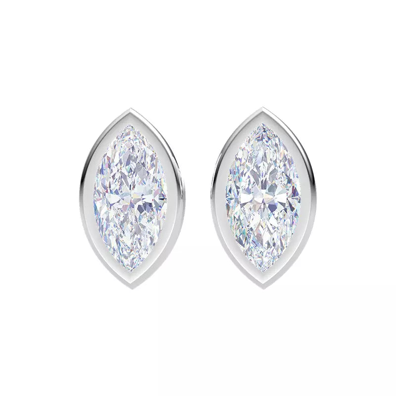 2cts Lab Grown Marquise Bezel Earrings