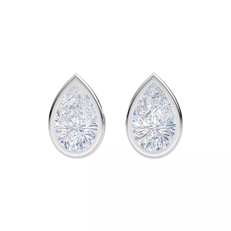 2cts Lab Grown Pear Shape Bezel Earrings