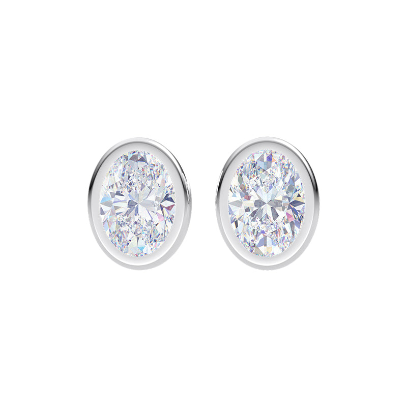 2cts Lab Grown Oval Bezel Earrings