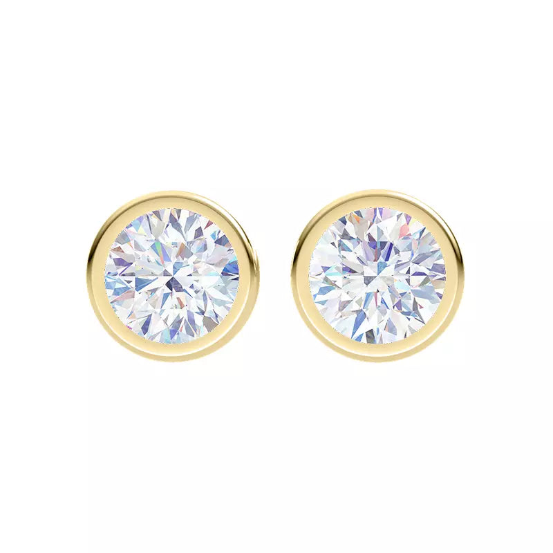 2cts Lab Grown Round Classic Bezel Earrings