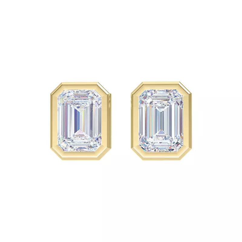 2cts Lab Grown Emerald Cut Bezel Earrings