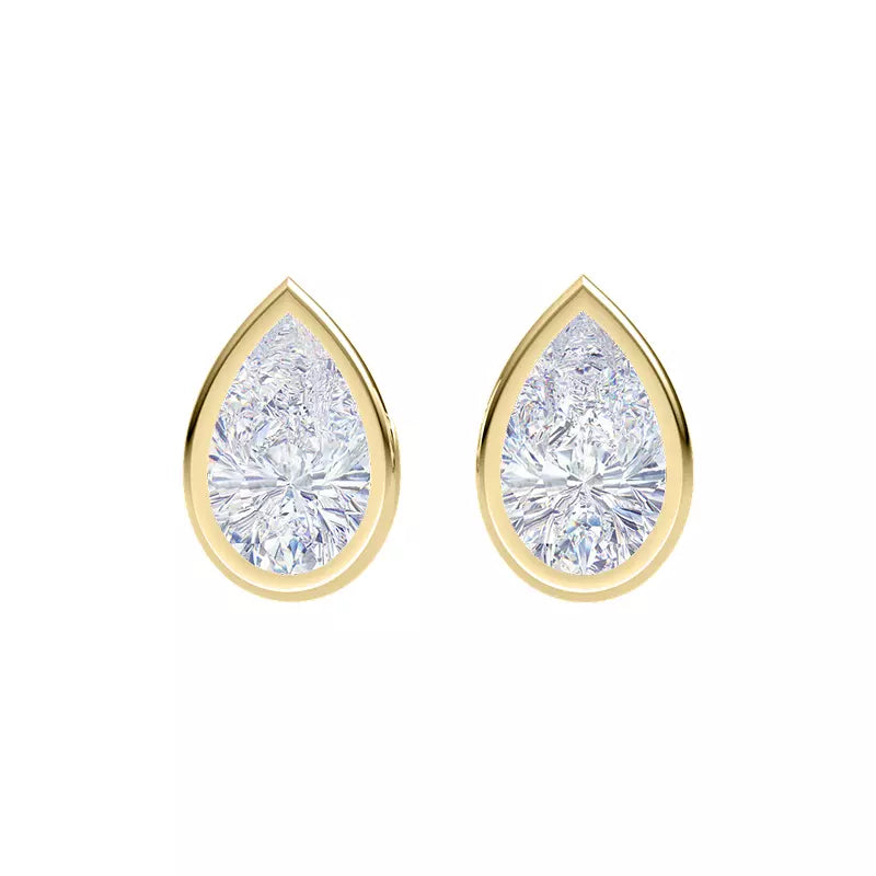 2cts Lab Grown Pear Shape Bezel Earrings