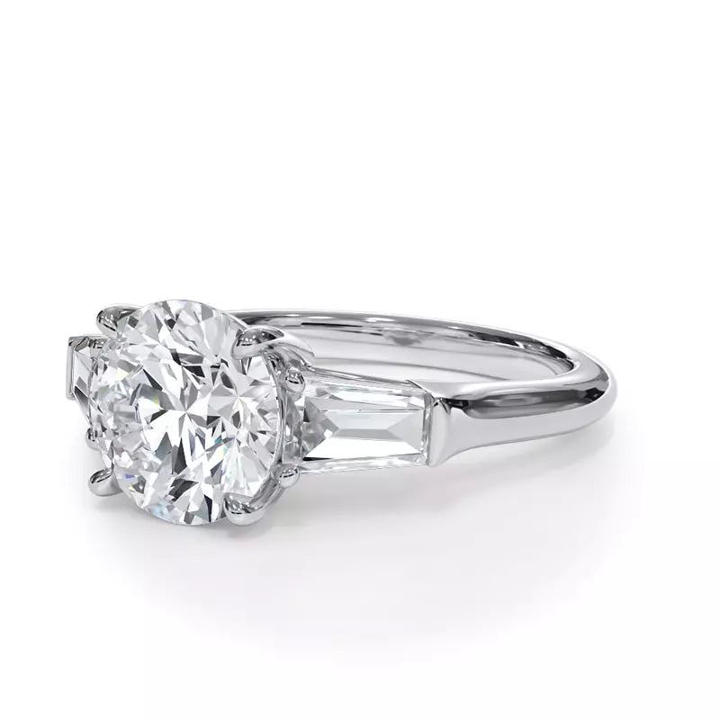 3 Stone Round Engagement RIng (Lab Grown)
