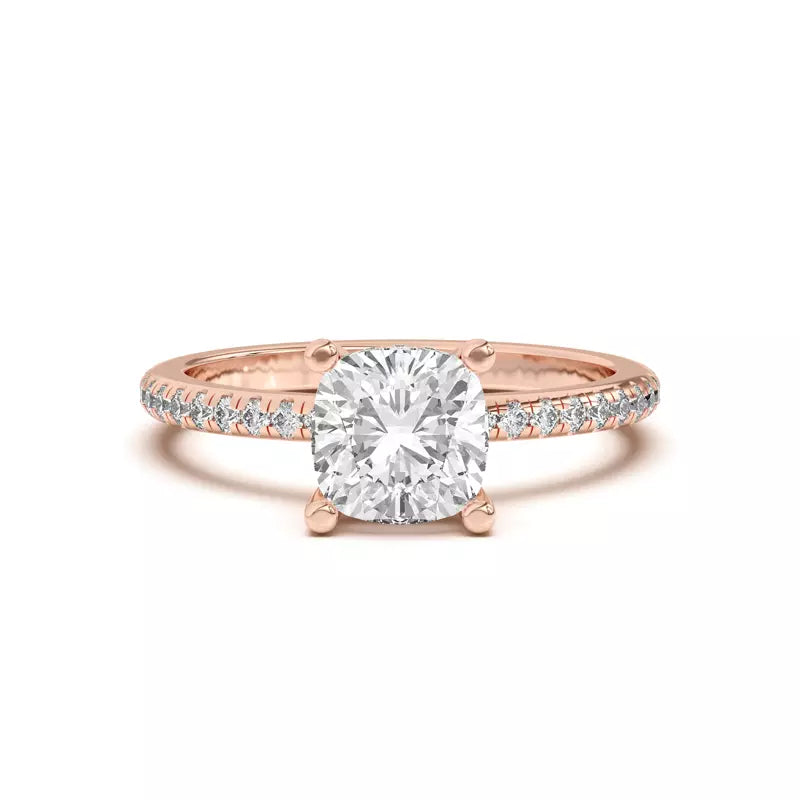 Cushion Lab Grown Pave Engagement Ring