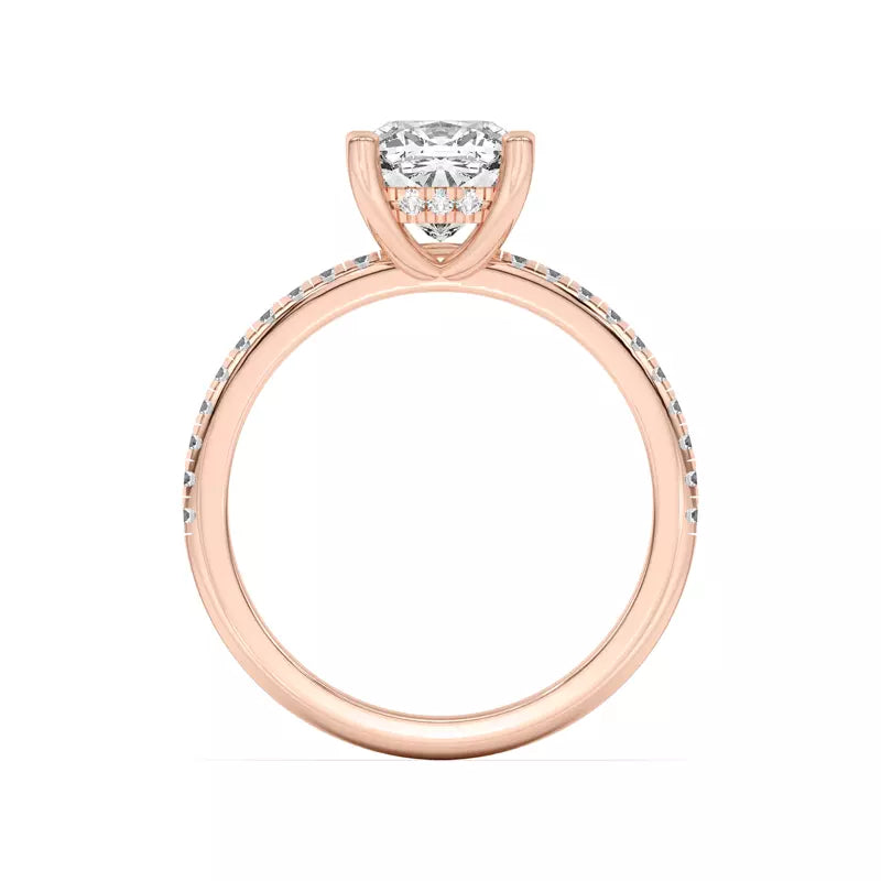 Cushion Lab Grown Pave Engagement Ring