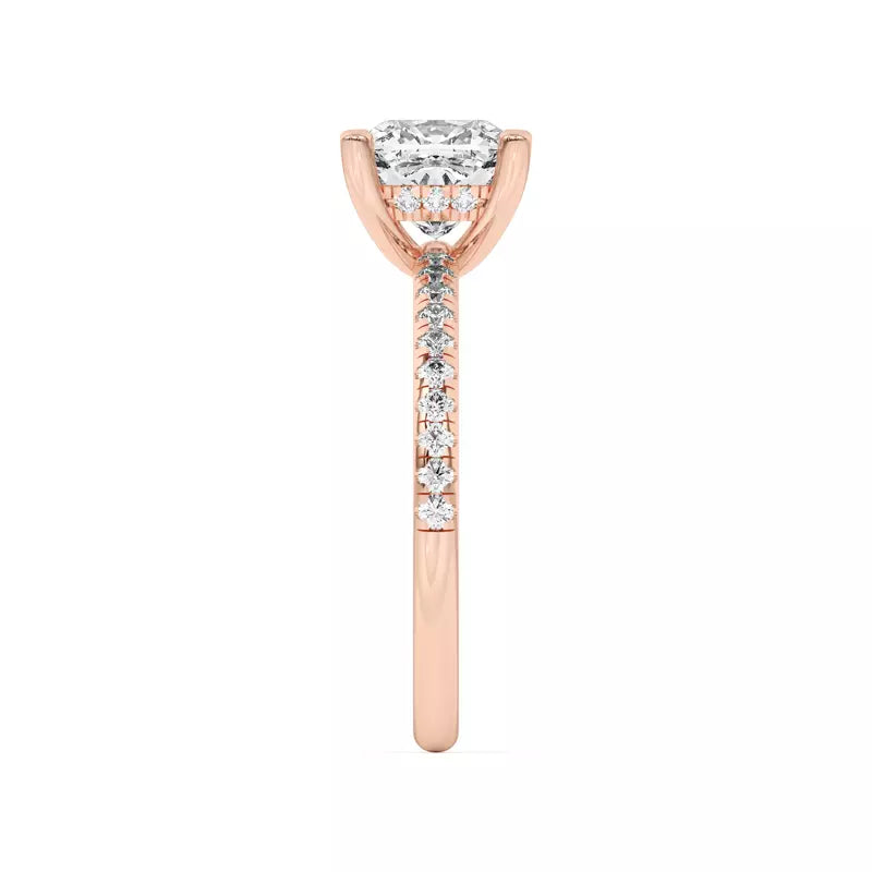 Cushion Lab Grown Pave Engagement Ring