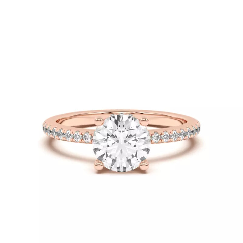 Round Cut Lab Grown Pave Engagement Ring