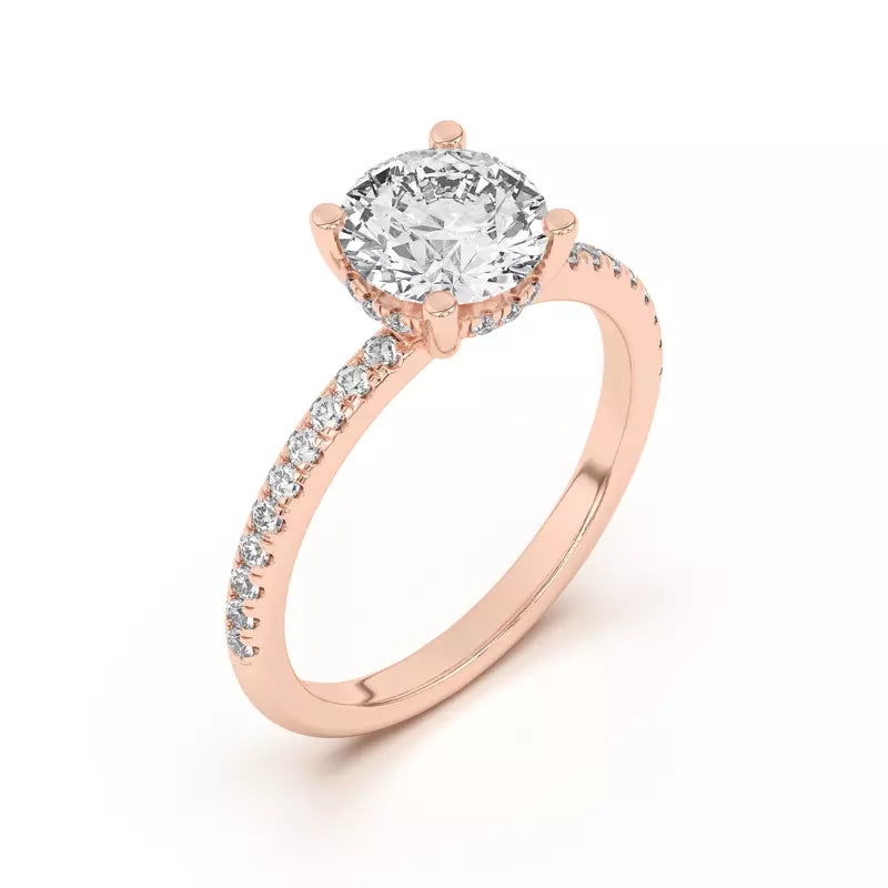 Round Cut Lab Grown Pave Engagement Ring
