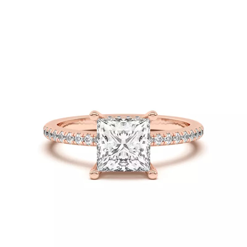 Princess Cut Lab Grown Pave Engagement Ring