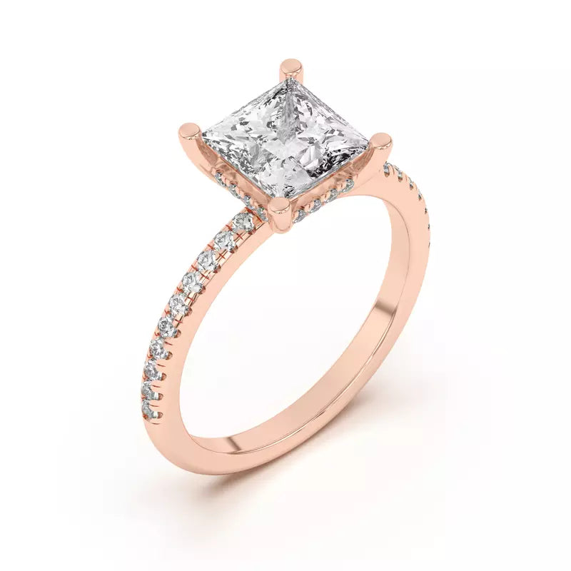 Princess Cut Lab Grown Pave Engagement Ring