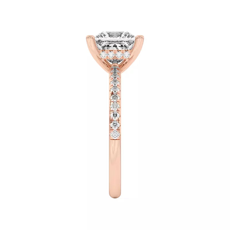 Princess Cut Lab Grown Pave Engagement Ring