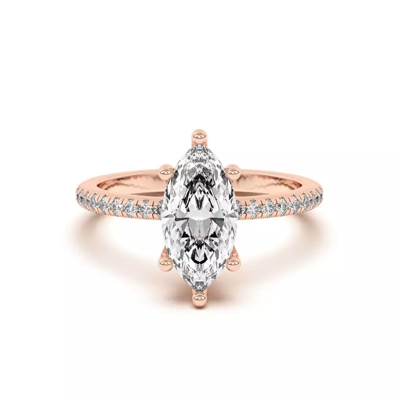 Marquise Lab Grown Pave Engagement Ring