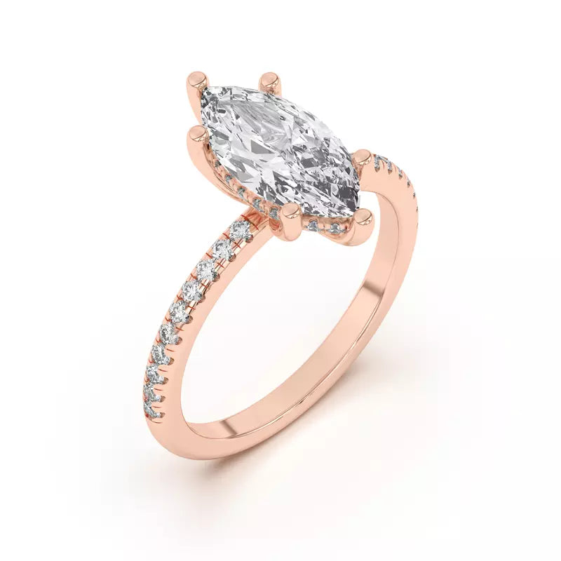 Marquise Lab Grown Pave Engagement Ring