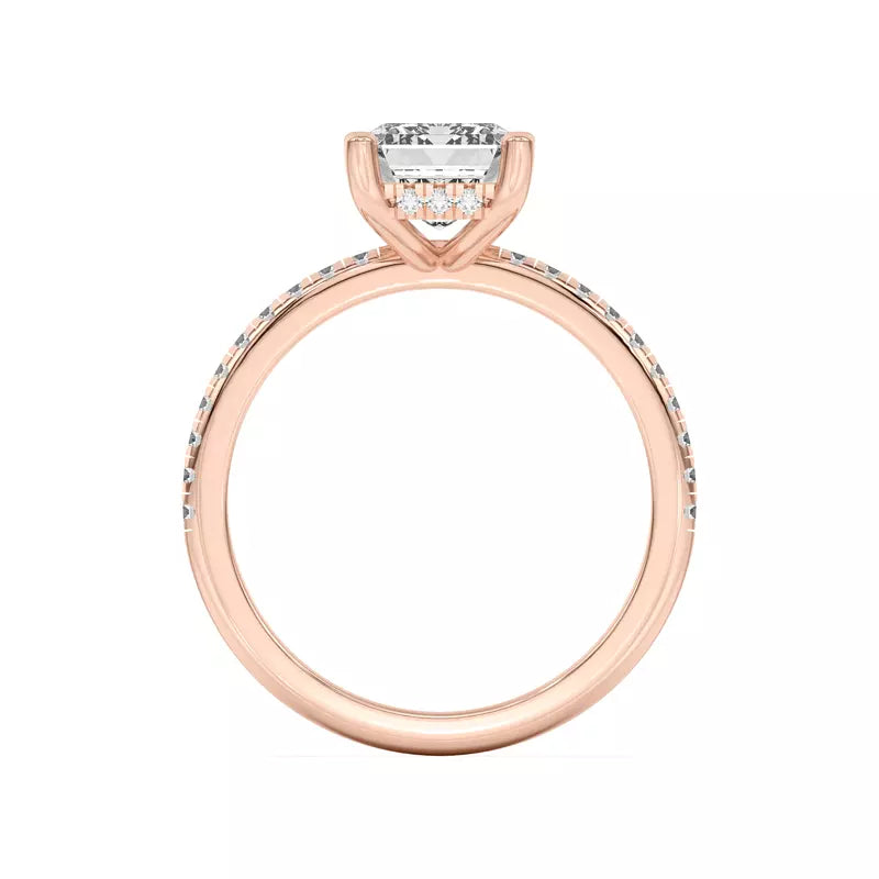 Emerald Cut Lab Grown Pave Engagement Ring