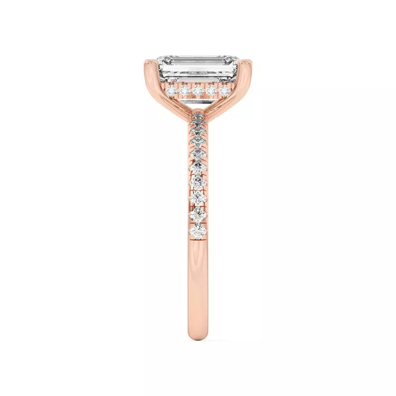 Emerald Cut Lab Grown Pave Engagement Ring