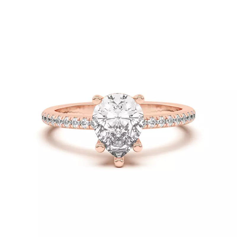 Pear Shape Lab Grown Pave Engagement Ring