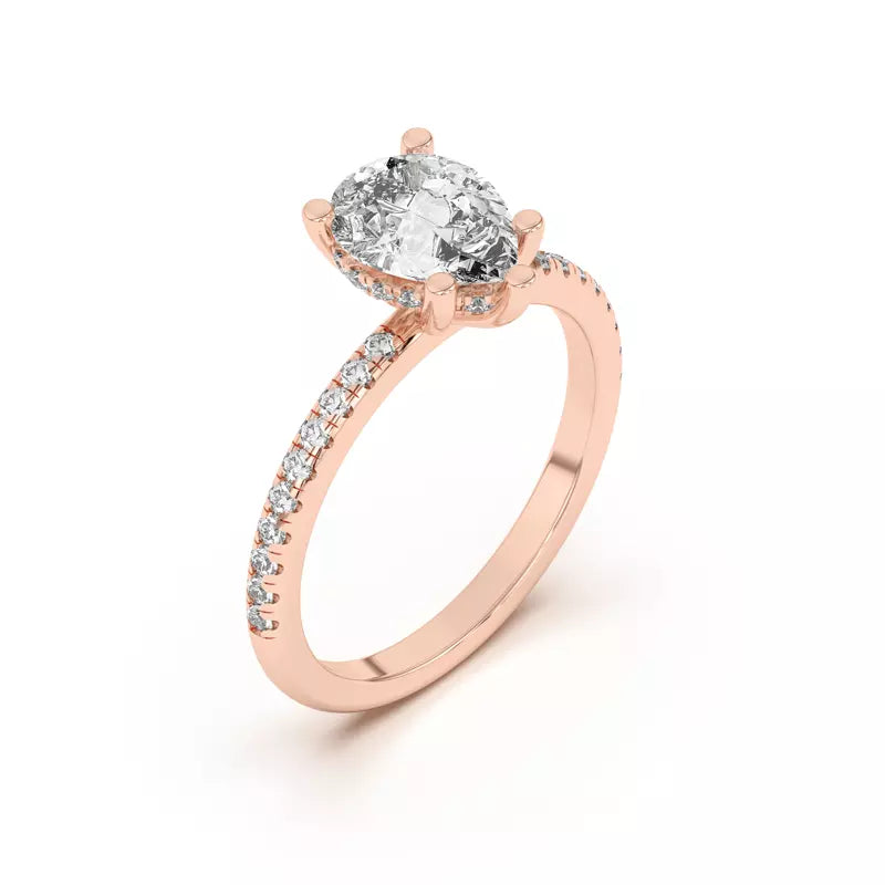 Pear Shape Lab Grown Pave Engagement Ring