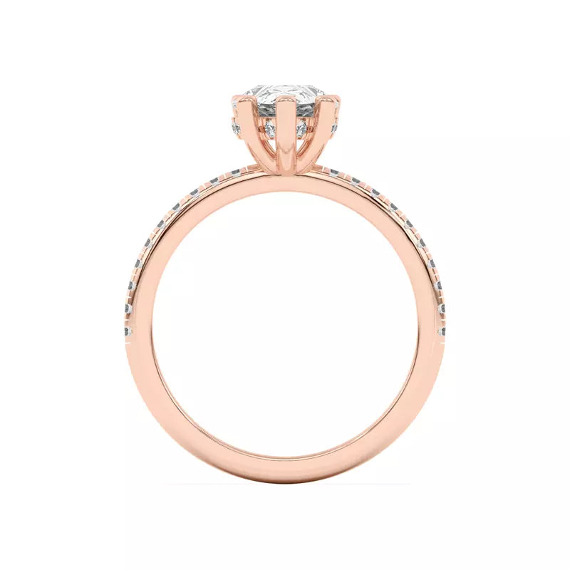 Pear Shape Lab Grown Pave Engagement Ring
