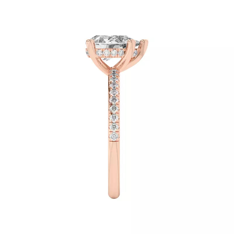 Pear Shape Lab Grown Pave Engagement Ring