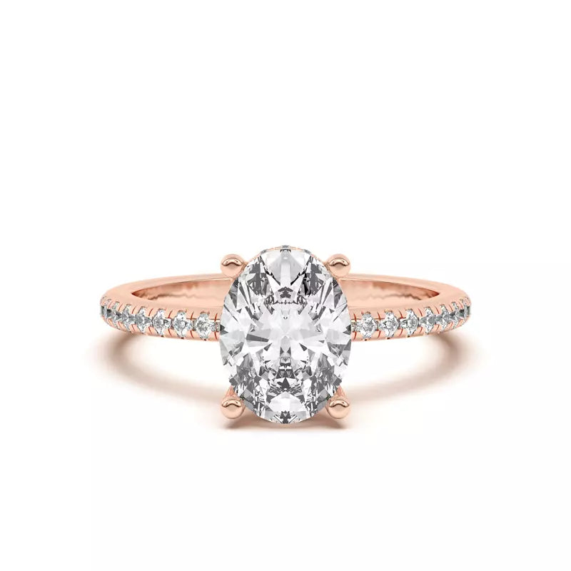 Oval Lab Grown Pave Engagement Ring
