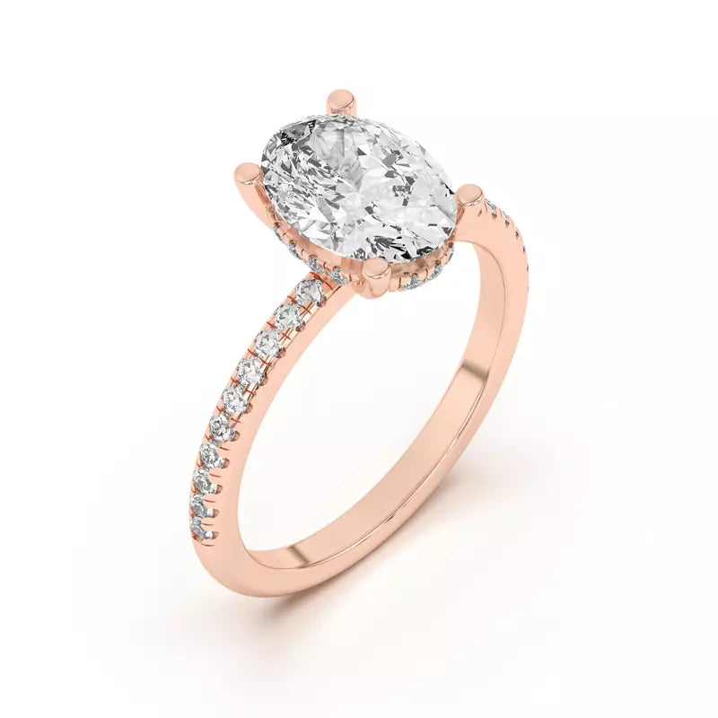 Oval Lab Grown Pave Engagement Ring