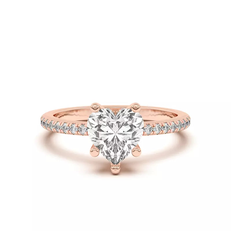 Heart Shape Lab Grown Pave Engagement Ring