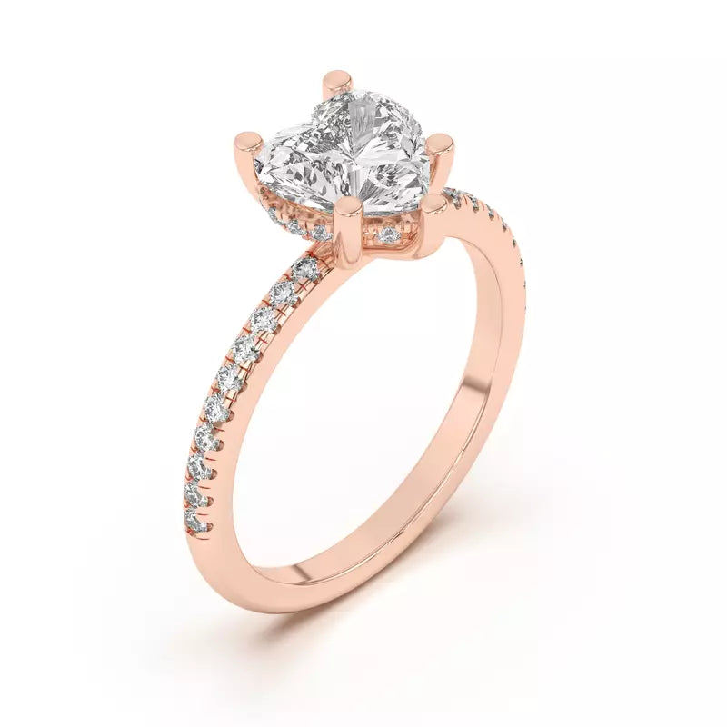 Heart Shape Lab Grown Pave Engagement Ring