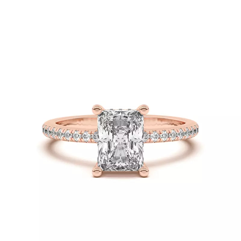 Radiant Cut Lab Grown Pave Engagement Ring