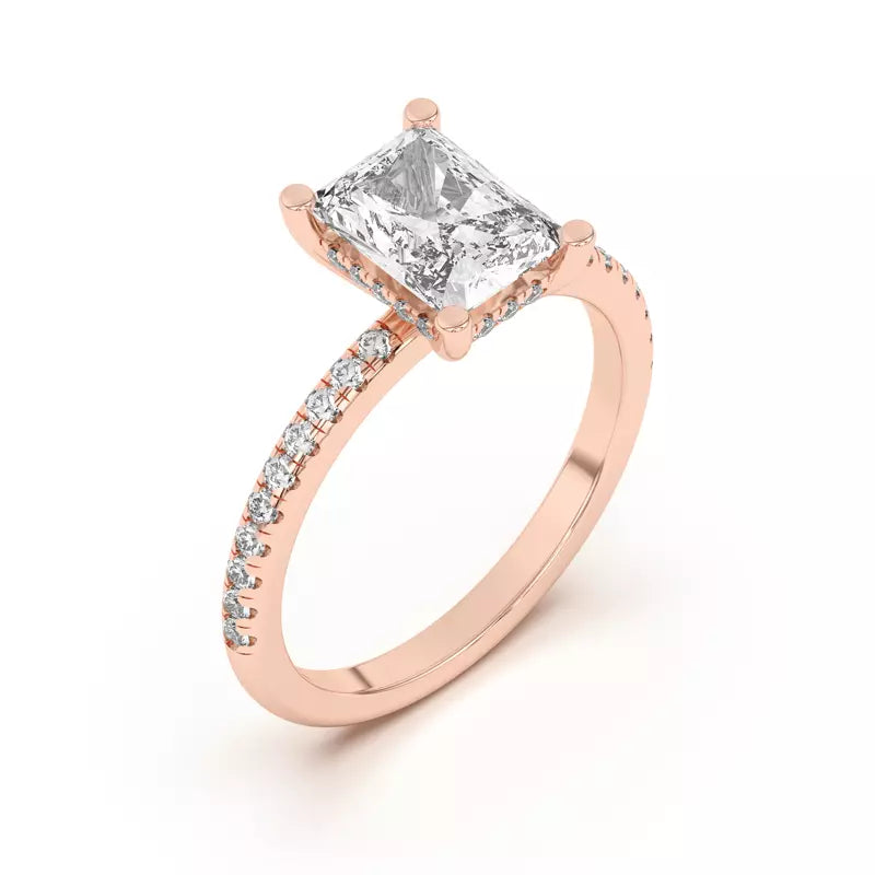 Radiant Cut Lab Grown Pave Engagement Ring