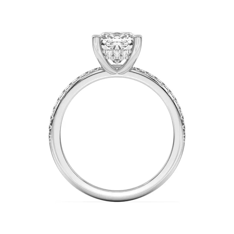 Cushion Lab Grown Pave Engagement Ring