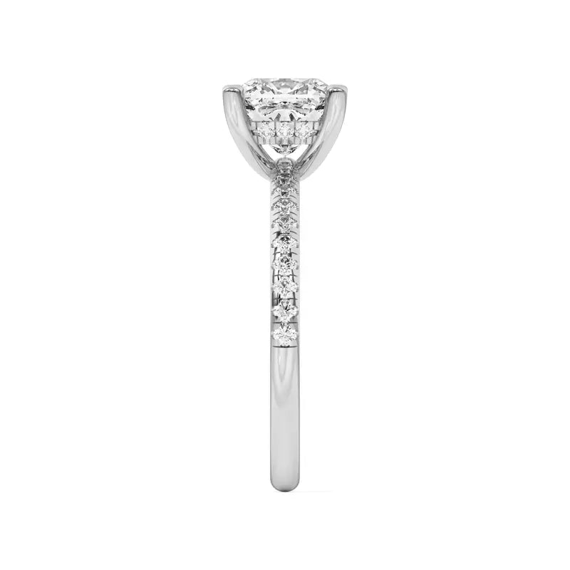 Cushion Lab Grown Pave Engagement Ring