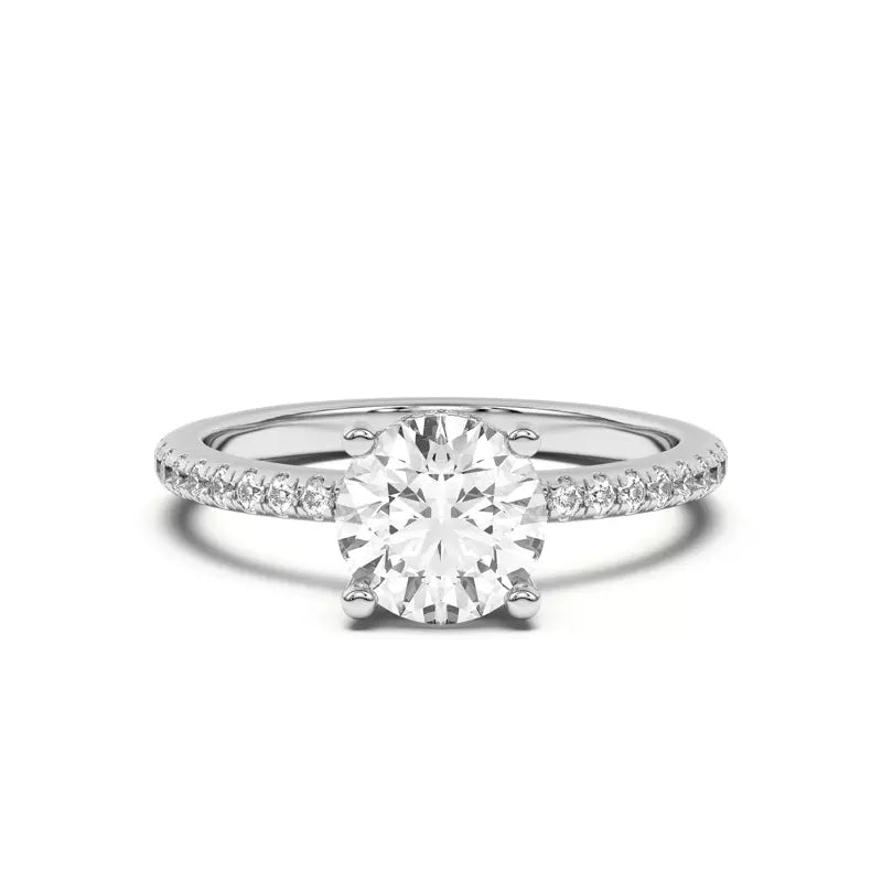 Round Cut Lab Grown Pave Engagement Ring