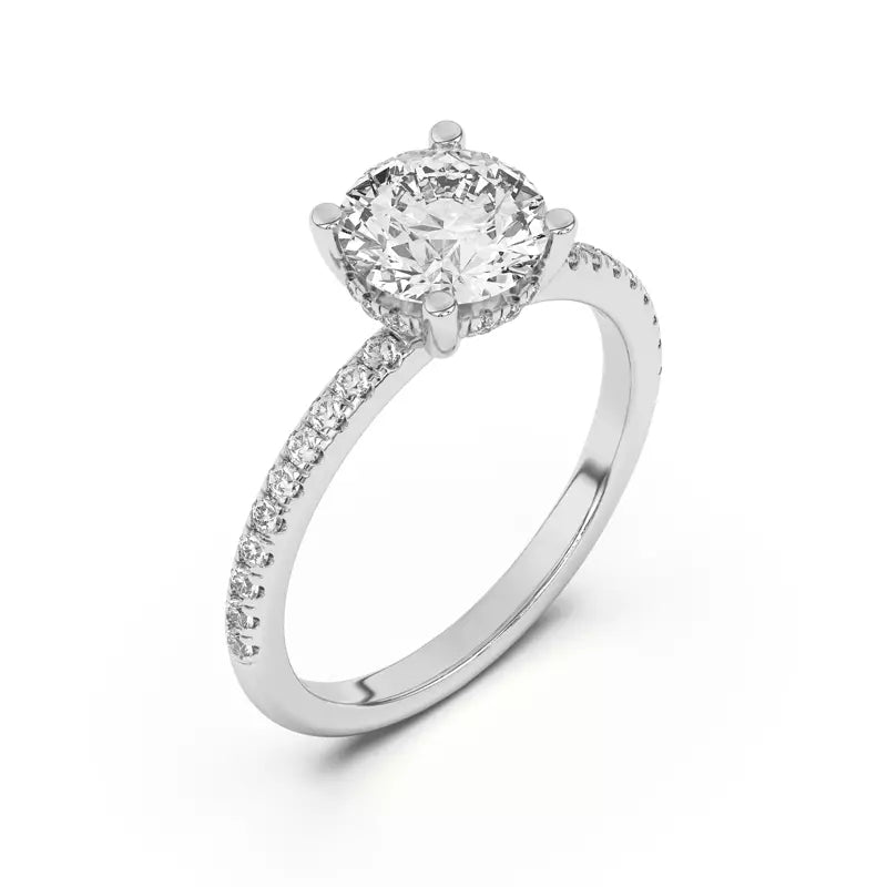 Round Cut Lab Grown Pave Engagement Ring