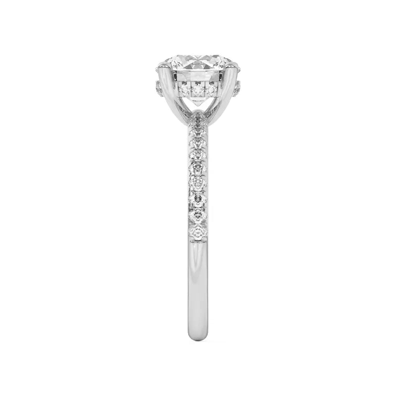 Round Cut Lab Grown Pave Engagement Ring
