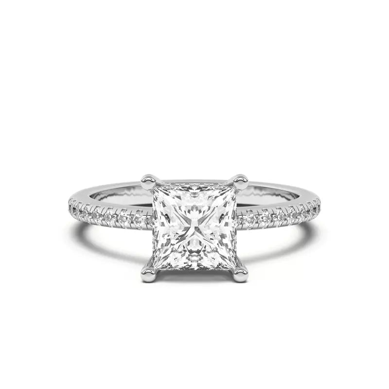 Princess Cut Lab Grown Pave Engagement Ring